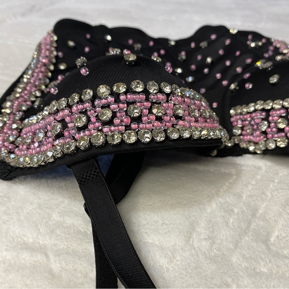 No Tag ✨ Rhinestone Beaded Corset Top Women’s Size Small - Picture 9 of 11